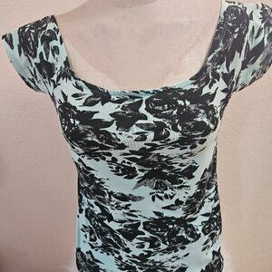 SIZE L QUILTY Green & Black Short Sleeve Blouse INVLJ66